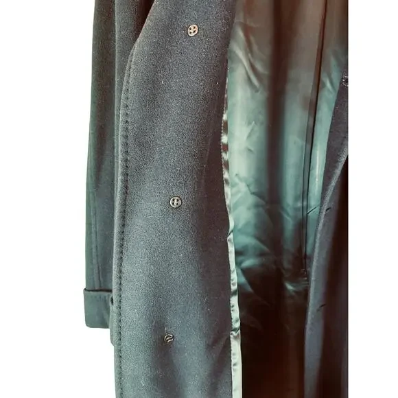 VTG 100% Imported Cashmere Overcoat Mens Black Cashmere Deluxe Roger Laurence - Picture 7 of 13